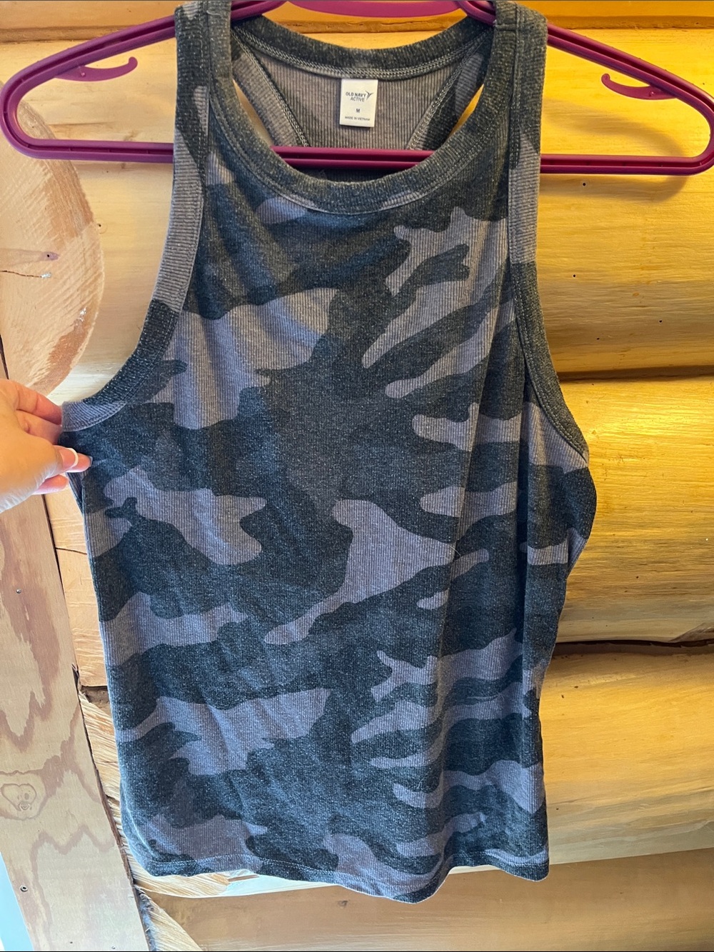 Old Navy Gray & Black Camo Ribbed Tank Top
